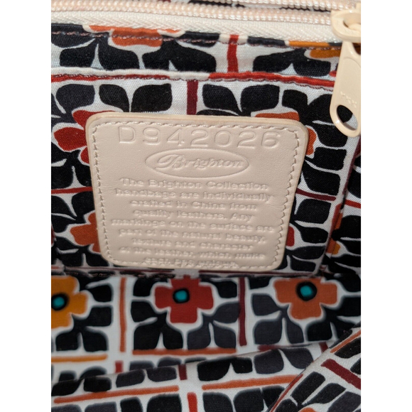 Brighton Patent Leather Shoulder Purse Pale Beige Croco Floral Lining Charms - Picture 12 of 12